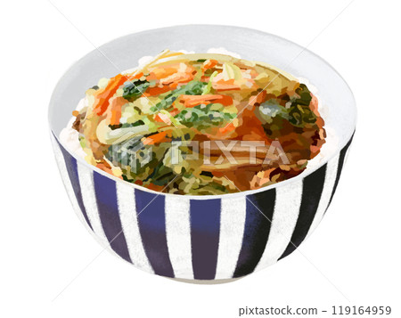 蔬菜什錦蓋飯 青花碗 119164959