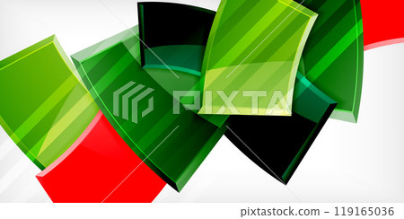 Round 3d shapes, plates background. Creative composition design template 119165036