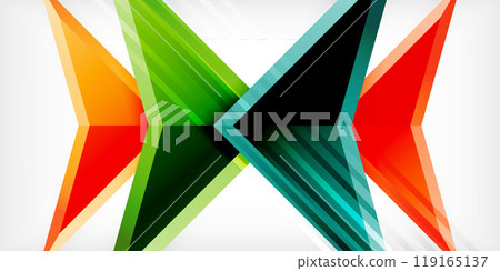Arrows with 3d effect abstract background. Triangles on light grey backdrop Arrows with 3d effect abstract background. Triangles on light grey backdrop 119165137