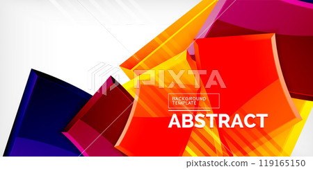 Round 3d shapes, plates background. Creative composition design template Round 3d shapes, plates background. Creative composition design template 119165150