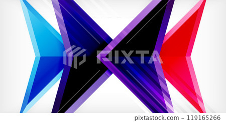 Arrows with 3d effect abstract background. Triangles on light grey backdrop 119165266