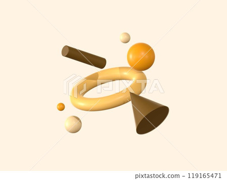 Yellow 3D image background with various floating shapes Yellow 3D image background with various floating shapes 119165471