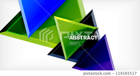 Abstract background - colorful triangles with 3d effect. Vector Illustration For Wallpaper, Banner, Background, Card, Book Illustration, landing page 119165517