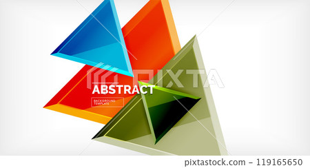 Abstract background - colorful triangles with 3d effect. Vector Illustration For Wallpaper, Banner, Background, Card, Book Illustration, landing page Abstract background - colorful triangles with 3d effect. Vector Illustration For Wallpaper, Banner, Background, Card, Book Illustration, landing page 119165650
