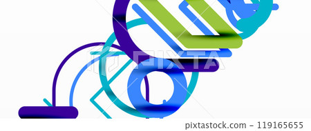 Abstract background. Circles and colorful round shape lines. Linear geometric minimal design Abstract background. Circles and colorful round shape lines. Linear geometric minimal design 119165655
