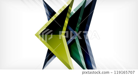 Arrows with 3d effect abstract background. Triangles on light grey backdrop 119165707