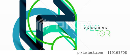 Abstract background. Circles and colorful round shape lines. Linear geometric minimal design 119165708