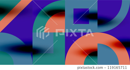 Neo memphis geometric pattern with circles, squares. Pop art abstract background for covers, banners, flyers and posters and other templates Neo memphis geometric pattern with circles, squares. Pop art abstract background for covers, banners, flyers and posters and other templates 119165711