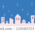 Hand-drawn illustration of a snowy cityscape 119165723