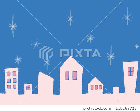 手繪插畫的白雪皚皚的城市景觀 手繪插畫的白雪皚皚的城市景觀 119165723