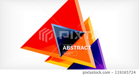 Abstract background - colorful triangles with 3d effect. Vector Illustration For Wallpaper, Banner, Background, Card, Book Illustration, landing page 119165724