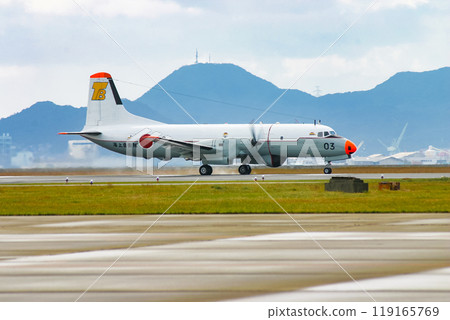 Japan Maritime Self-Defense Force aircraft YS-11T-A taking off 119165769
