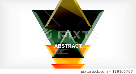 Abstract background - colorful triangles with 3d effect. Vector Illustration For Wallpaper, Banner, Background, Card, Book Illustration, landing page 119165797