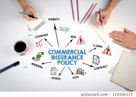 COMMERCIAL INSURANCE POLICY Concept. The meeting at the white office table 119166115