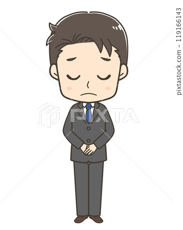 Full-body illustration of a businessman apologizing Full-body illustration of a businessman apologizing 119166143