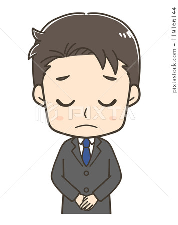 Upper body illustration of a businessman apologizing Upper body illustration of a businessman apologizing 119166144
