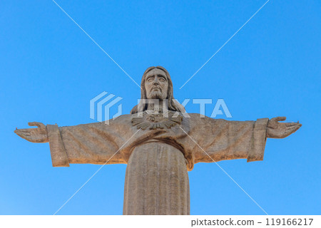 The Sanctuary of Christ the King (Cristo Rei) overlooking the city of Lisbon situated in Almada, in Portugal The Sanctuary of Christ the King (Cristo Rei) overlooking the city of Lisbon situated in Almada, in Portugal 119166217