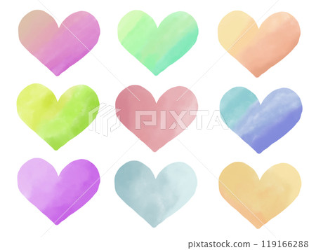 Illustration: Heart watercolor material set 119166288