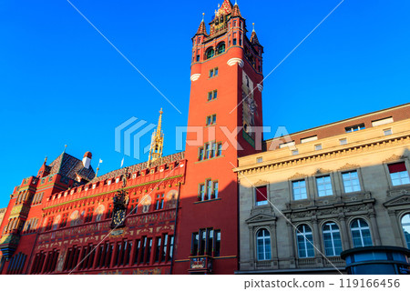 Facade of Basel Town Hall in Basel, Switzerland 119166456