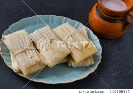 Mexican cuisine tamales and atole 119166555