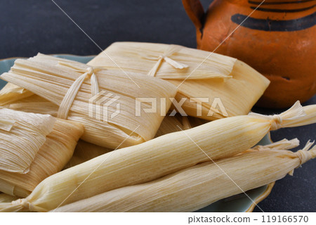 Mexican cuisine tamales and atole 119166570