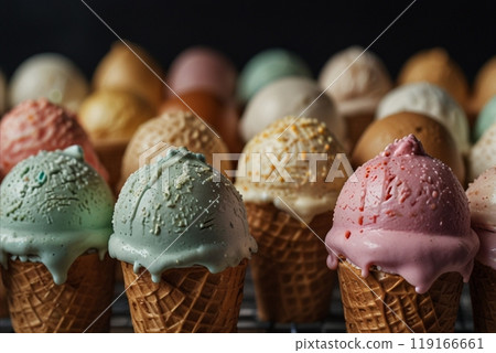 許多色彩繽紛的冰淇淋 119166661