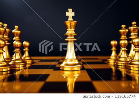 Gold chess set king and pawn confrontation Gold chess set king and pawn confrontation 119166774