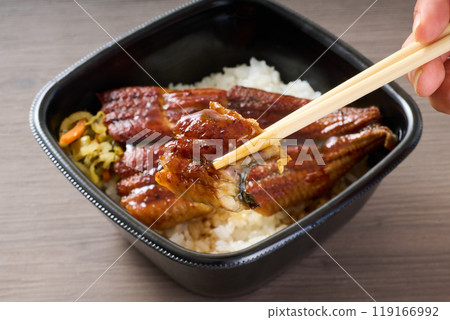 用筷子盛鰻魚碗 用筷子盛鰻魚碗 119166992
