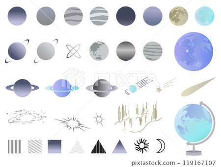 Space motif illustration set, illustrations, background illustrations Space motif illustration set, illustrations, background illustrations 119167107