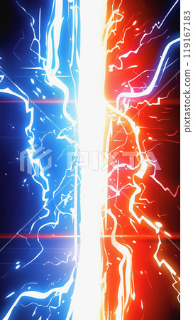 "Comparative red and blue lightning background" 119167183