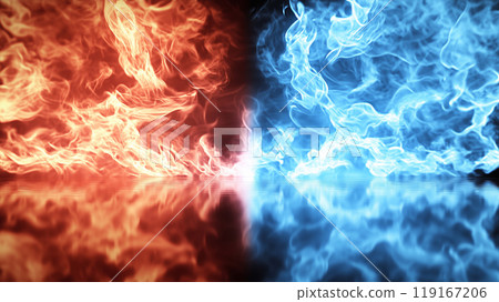 " Relative red and blue flame background." 119167206
