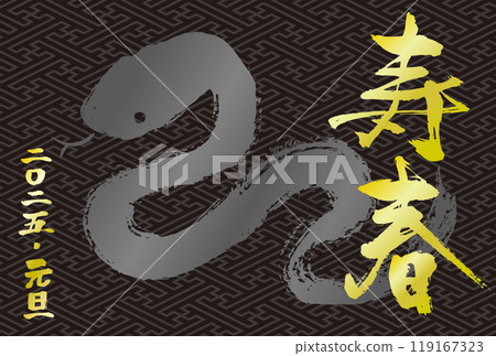 用畫筆畫的黑蛇新年賀卡 119167323