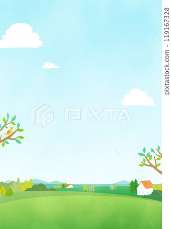 與草地和房子的風景背景 119167328