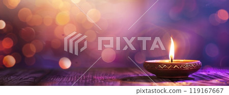 Festive illumination: happy Diwali, vibrant background for banners, wallpaper, copy space for text, design element, poster, card, flyer, greeting, capturing essence of festival of light. 119167667