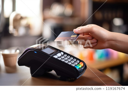Contactless method: cashless payment using credit card, nfc phone, facilitating quick, secure transactions, eliminating need for physical cash, promoting efficient digital financial operations. 119167674