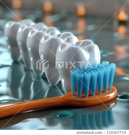 Comprehensive oral care: toothbrush cleaning teeth, importance of dental hygiene, focus on maintaining healthy gums, bright smile through proper brushing techniques, routine care. Comprehensive oral care: toothbrush cleaning teeth, importance of dental hygiene, focus on maintaining healthy gums, bright smile through proper brushing techniques, routine care. 119167714