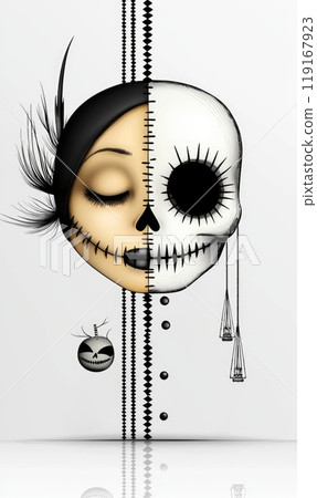 Stylish Halloween postcard: A minimalistic and creative banner showcasing a chic design for Halloween, blending elegance with seasonal spirit to create a unique and eye-catching festive postcard. Stylish Halloween postcard: A minimalistic and creative banner showcasing a chic design for Halloween, blending elegance with seasonal spirit to create a unique and eye-catching festive postcard. 119167923