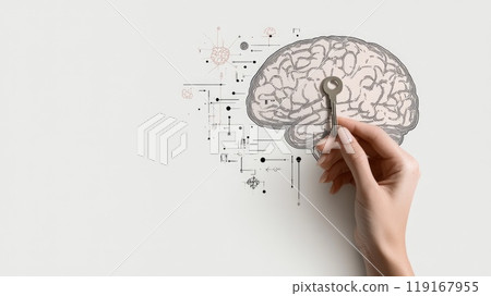 Psychological insight: psychology and psychoanalysis, mental processes and neuroscience, key to effective treatment for brain-related mental illnesses and disorders. 119167955