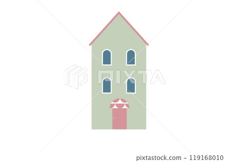Pink roof house icon illustration 119168010