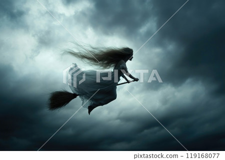 Mystical figure: the presence of a witch, embodying ancient lore and magic, evoking the mystery and power of sorcery, set against dark enchantment and supernatural elements. Mystical figure: the presence of a witch, embodying ancient lore and magic, evoking the mystery and power of sorcery, set against dark enchantment and supernatural elements. 119168077