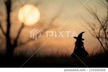 Mystical figure: the presence of a witch, embodying ancient lore and magic, evoking the mystery and power of sorcery, set against dark enchantment and supernatural elements. Mystical figure: the presence of a witch, embodying ancient lore and magic, evoking the mystery and power of sorcery, set against dark enchantment and supernatural elements. 119168308