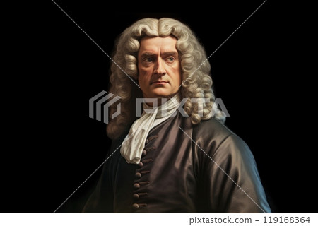 Genius immortalized: portrait of Isaac Newton, showcasing iconic figure whose groundbreaking contributions to physics, mathematics reshaped our understanding natural world and scientific principles. 119168364