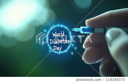Health advocacy: World Diabetes Day emphasizing role of pancreas in diabetes, raising global awareness, encouraging proactive measures for prevention, early detection, better disease management. Health advocacy: World Diabetes Day emphasizing role of pancreas in diabetes, raising global awareness, encouraging proactive measures for prevention, early detection, better disease management. 119168373