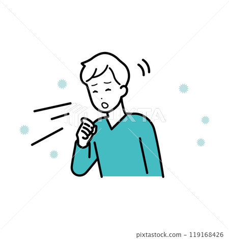 一個感覺不舒服並且咳嗽的男人的插圖 一個感覺不舒服並且咳嗽的男人的插圖 119168426