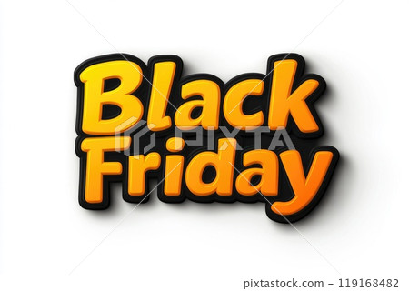 Marketing layout: Text Black Friday featured on a striking background, ideal for creating eye-catching banners or wallpapers, to highlight promotional offers and special deals. 119168482
