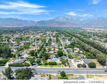 Aerial view of Upland city in San Bernardino County, California Aerial view of Upland city in San Bernardino County, California 119168612