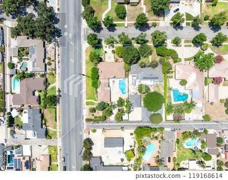 Aerial view of Upland city in San Bernardino County, California 119168614