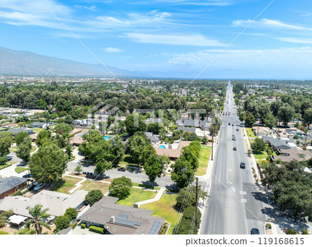 Aerial view of Upland city in San Bernardino County, California 119168615
