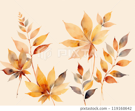 Colorful autumn leaves, fallen leaves, dead leaves, autumn color image illustration 119168642