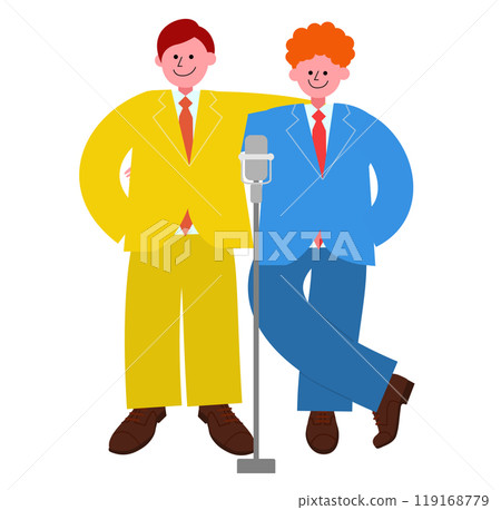 萬才二人手挽手插畫（雙腿交叉版） 119168779